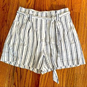 Sezane Lucas Paper Bag Striped Shorts